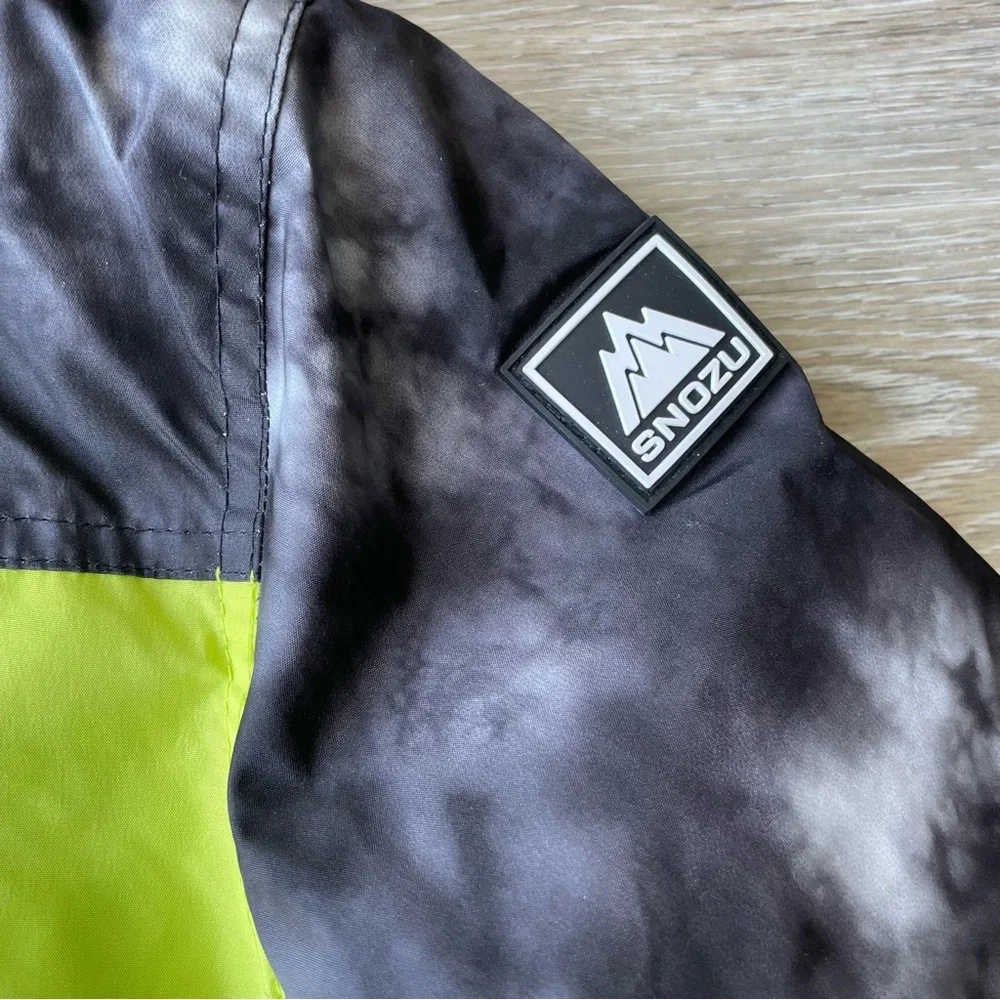 Snozu Kids Lined Snow Jacket Size 4T Charcoal Gray with Lime Green